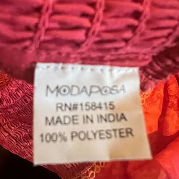 Modaposa Womens Red & Orange Wide-Leg Pants Smocked Waist boho style - Picture 3 of 6